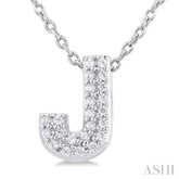 1/10 ctw Initial 'J' Round Cut Diamond Fashion Pendant With Chain in 10K White Gold